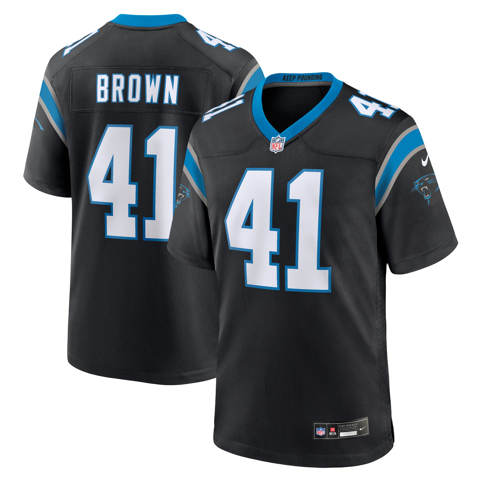 Men's Carolina Panthers Spencer Brown Black Team Game Jersey Js6758