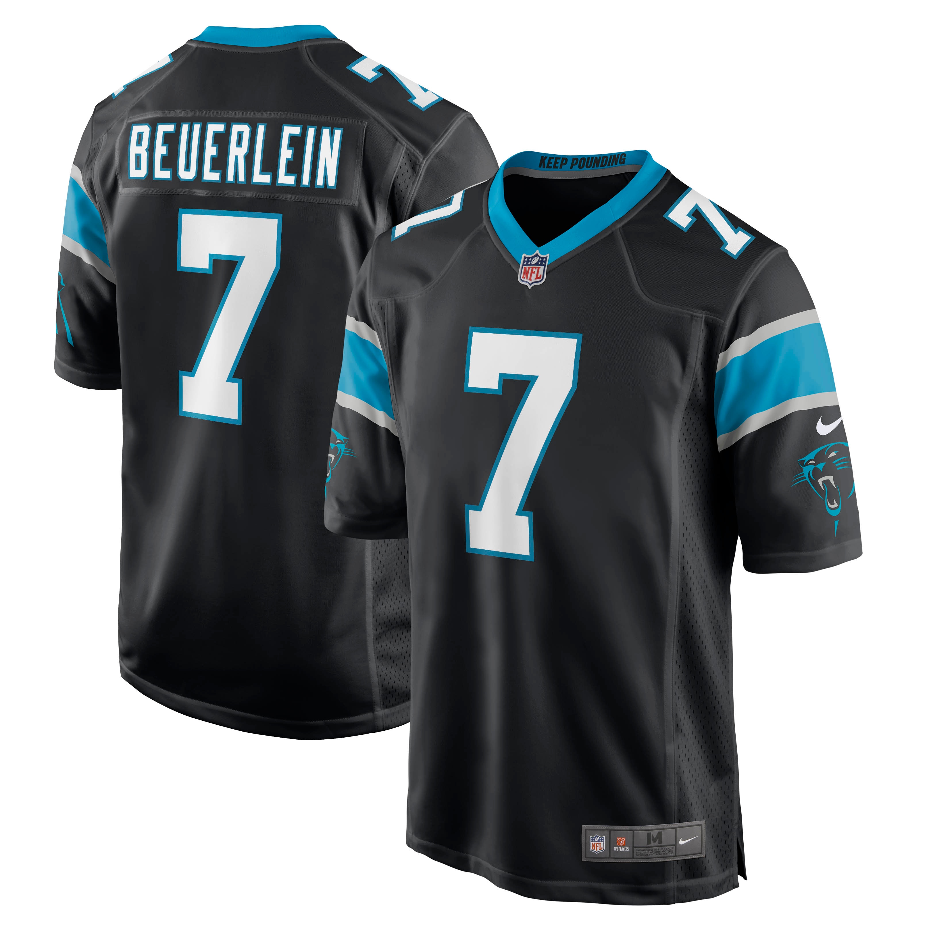 Men's Carolina Panthers Steve Beuerlein Black Retired Player Jersey Js5723