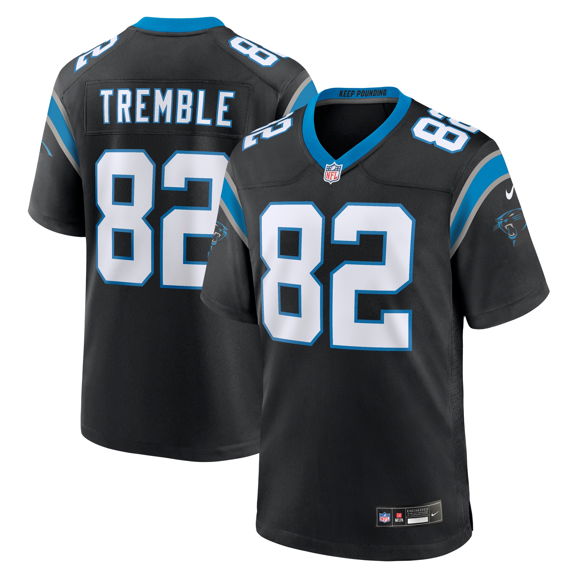 Men's Carolina Panthers Tommy Tremble Black Team Game Jersey Js4663