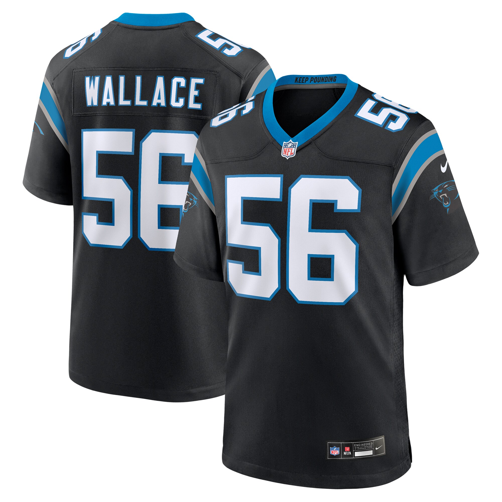 Men's Carolina Panthers Trevin Wallace Black Game Jersey Js3054