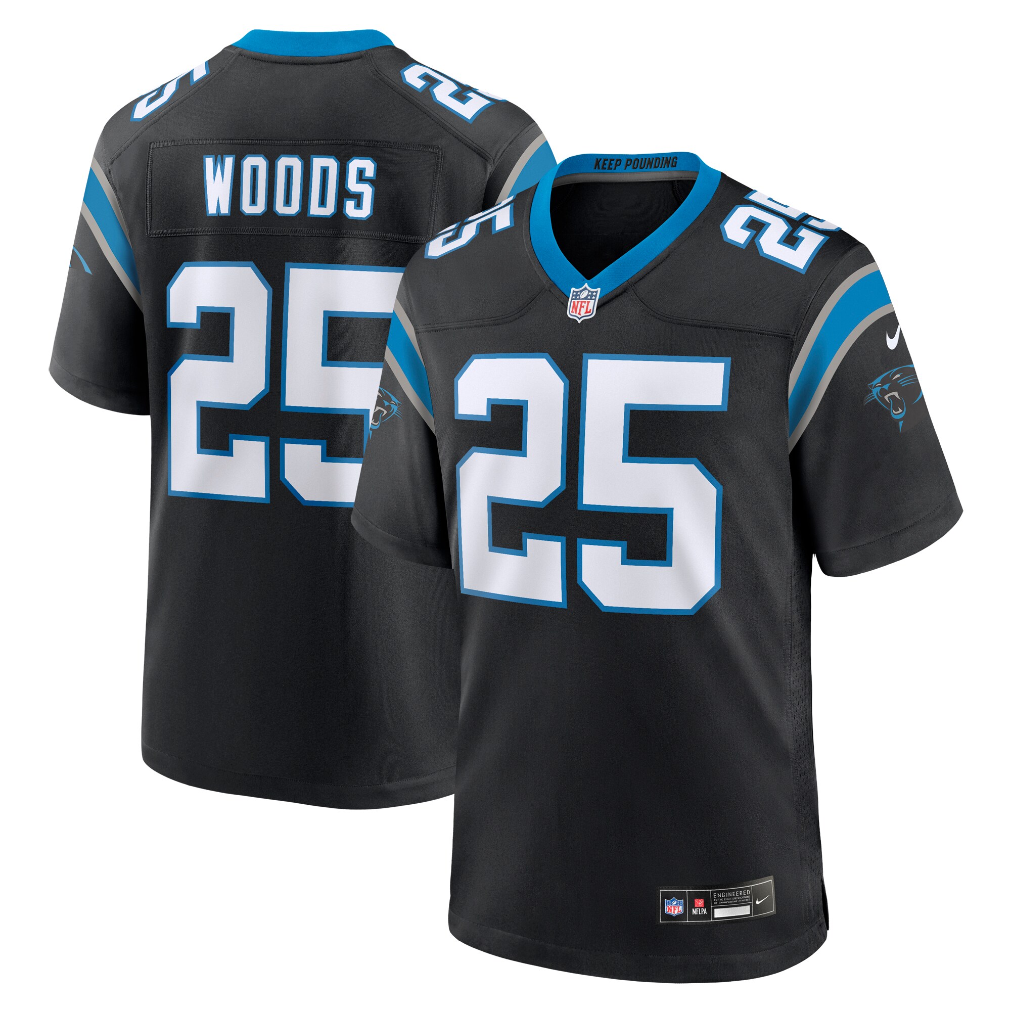 Men's Carolina Panthers Xavier Woods Black Team Game Jersey Js7571