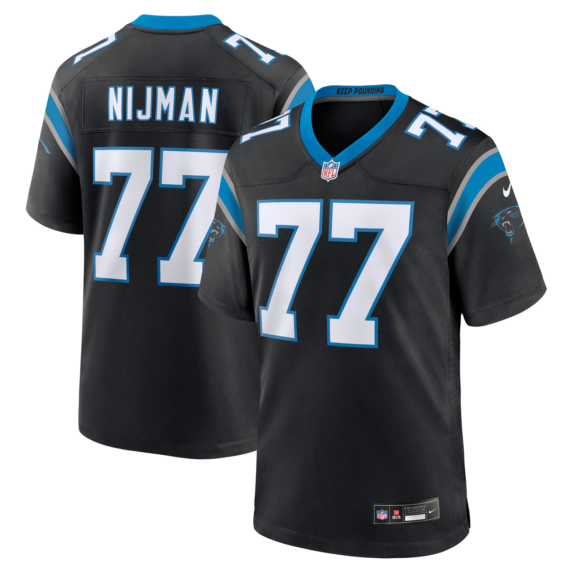 Men's Carolina Panthers Yosh Nijman Black Game Jersey Js7132