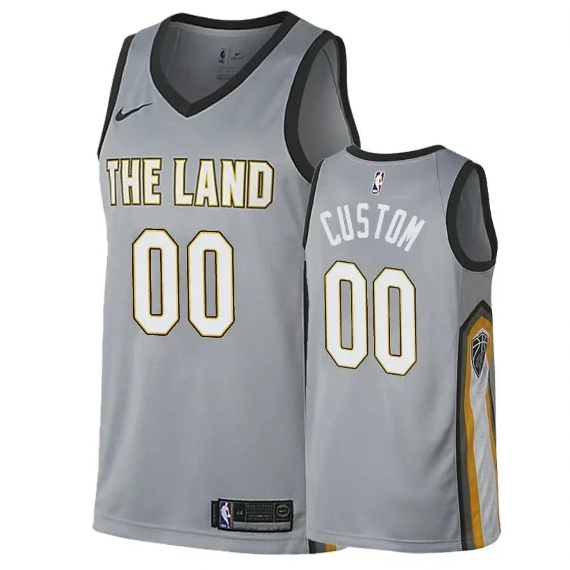Men's Cavaliers Male Custom 00 City Gray Jersey