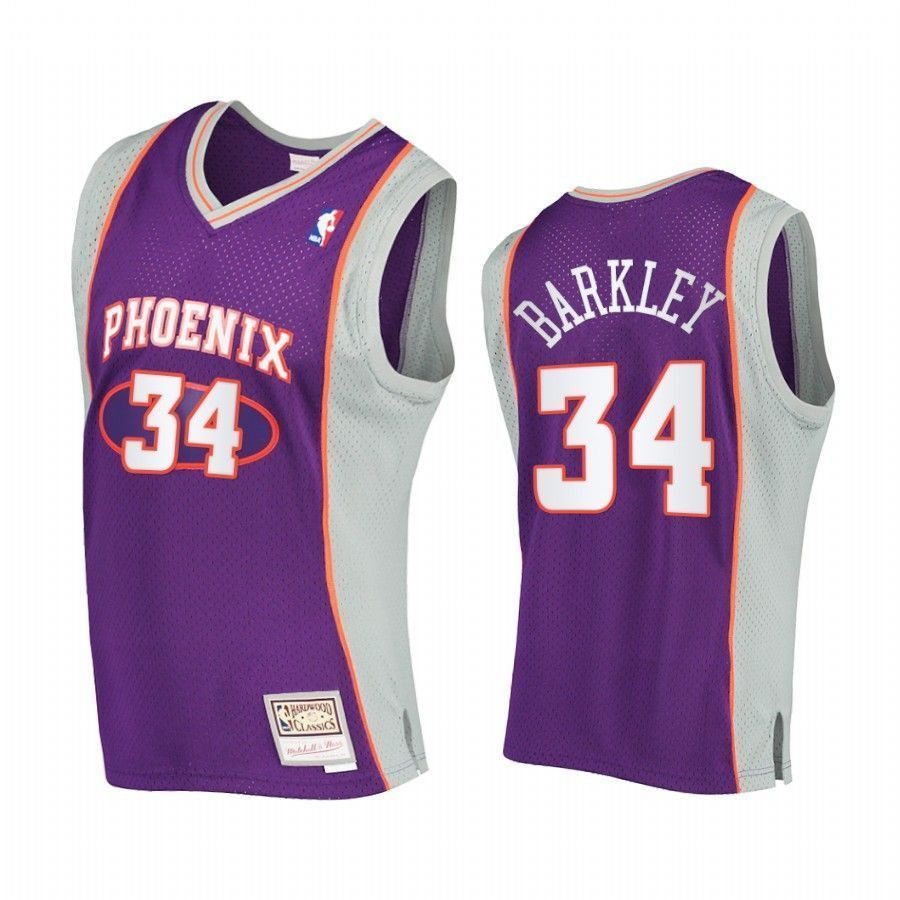 Men's Charles Barkley 34 Phoenix Suns Hardwood Classics Jersey Purple