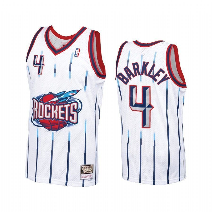 Men's Charles Barkley Houston Rockets White Jersey Hardwood Classics