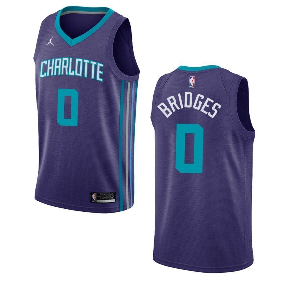 Men's Charlotte Hornets 0 Miles Bridges Statement Swingman Jersey - Purple