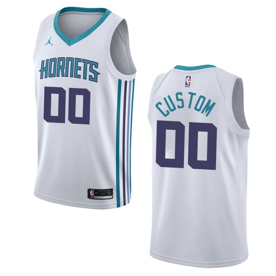 Men's Charlotte Hornets 00 Custom Association Swingman Jersey - White