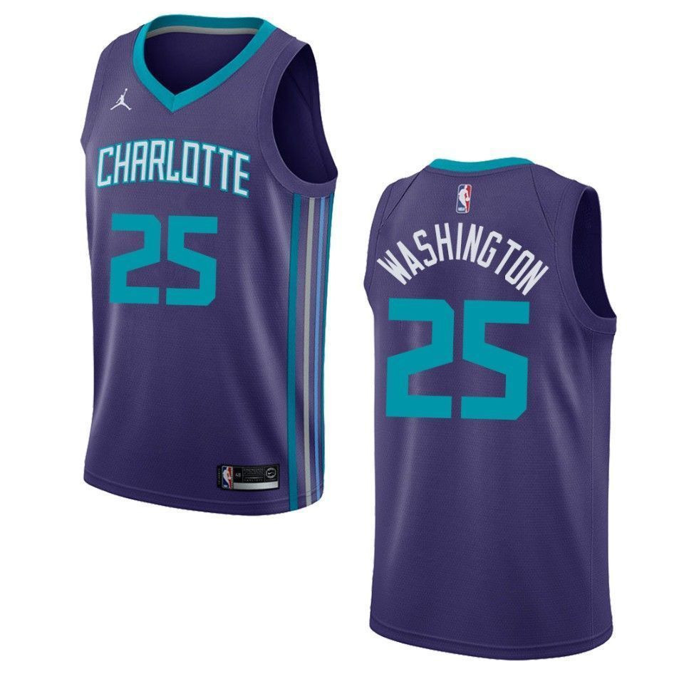 Men's Charlotte Hornets 25 P.j. Washington Statement Swingman Jersey - Purple