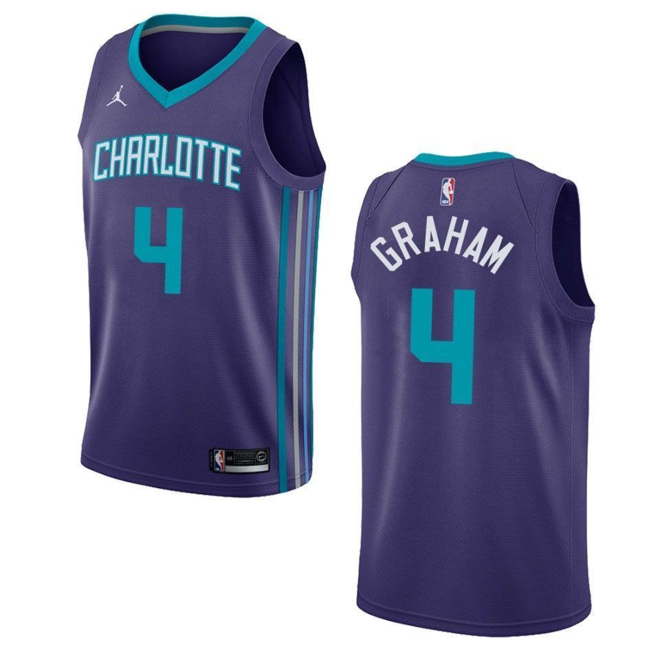 Men's Charlotte Hornets 4 Devonte' Graham Statement Swingman Jersey - Purple