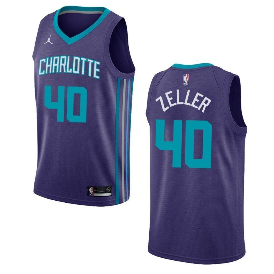 Men's Charlotte Hornets 40 Cody Zeller Statement Swingman Jersey - Purple