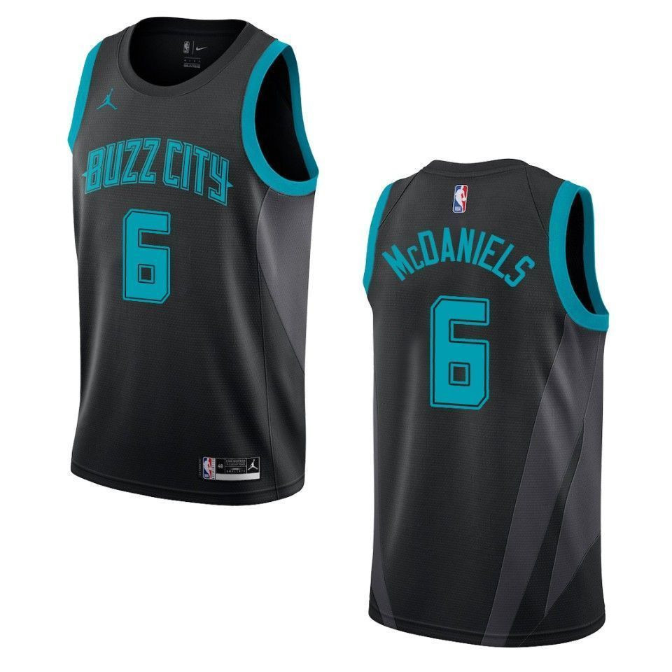 Men's Charlotte Hornets 6 Jalen Mcdaniels City Swingman Jersey - Black