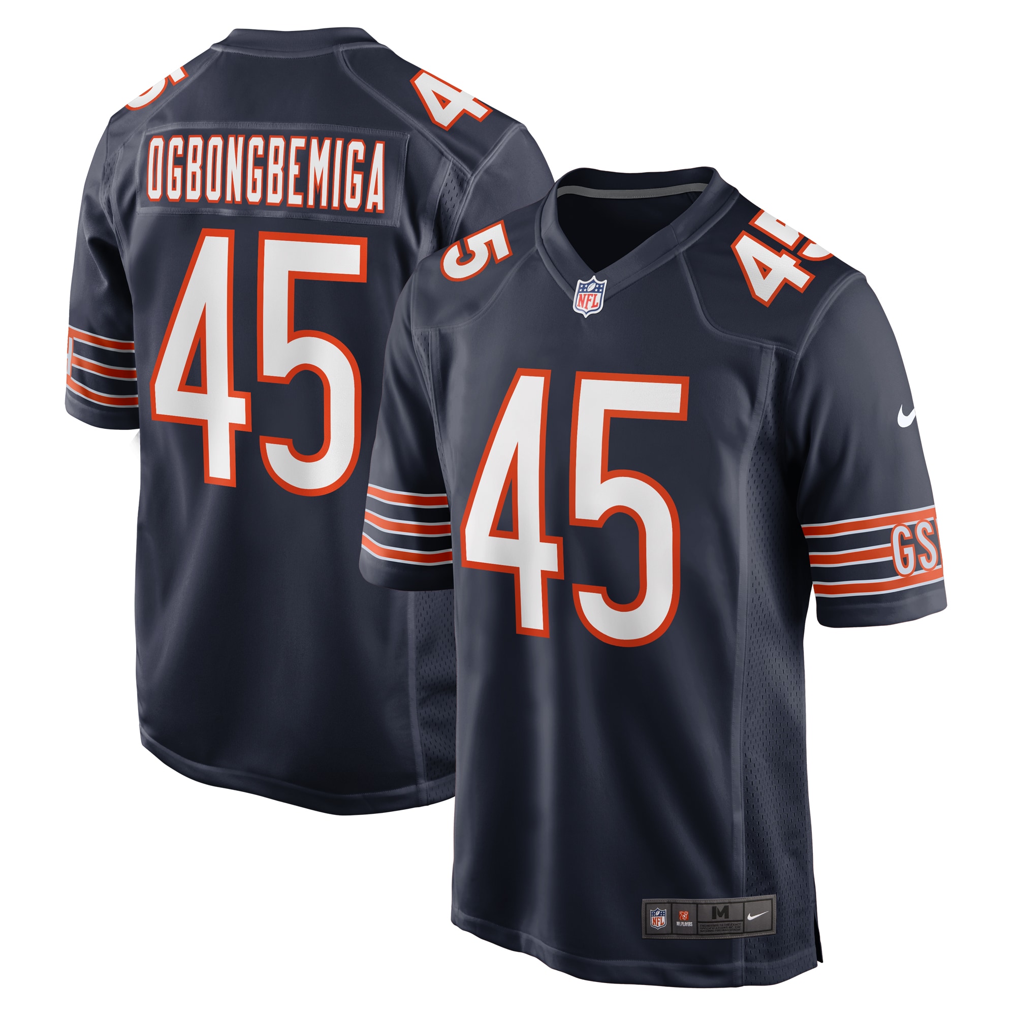 Men's Chicago Bears Amen Ogbongbemiga Navy Game Jersey Js8631