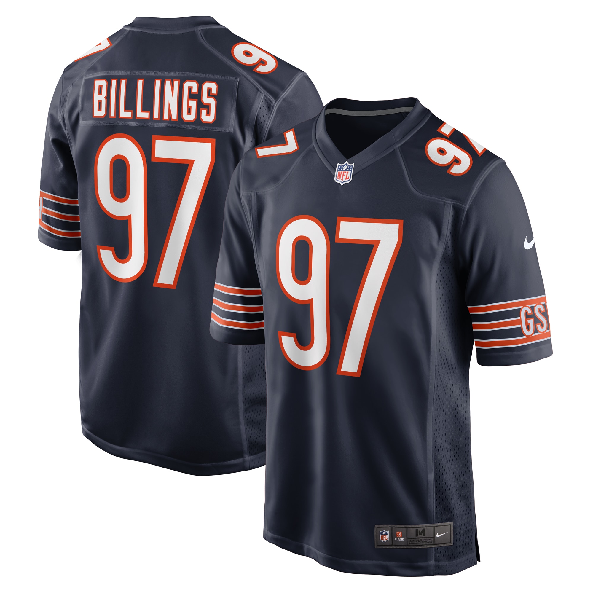Men's Chicago Bears Andrew Billings Navy Game Jersey Js4866