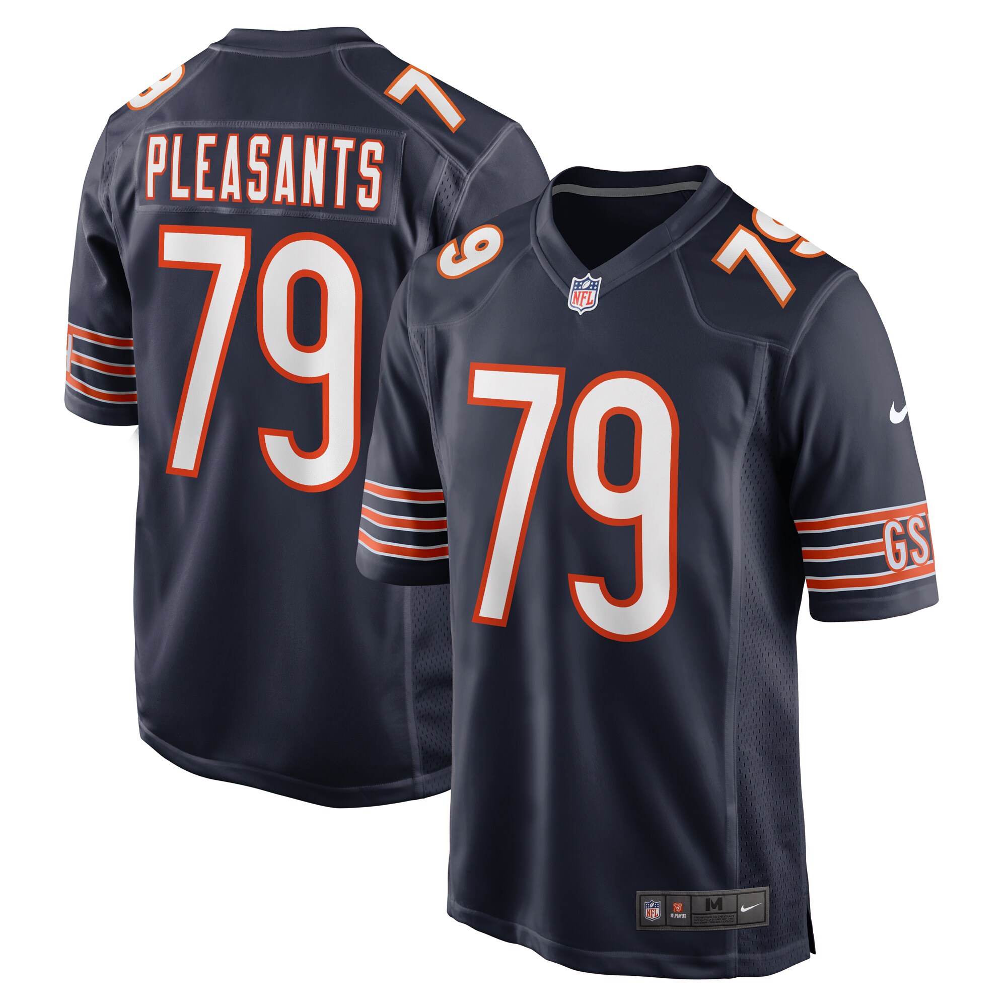 Men's Chicago Bears Austen Pleasants Navy Game Jersey Js7690