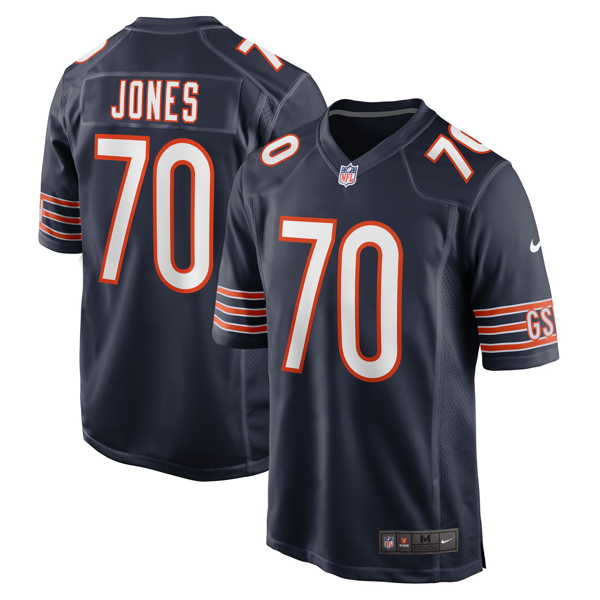 Men's Chicago Bears Braxton Jones Navy Game Player Jersey Js1687