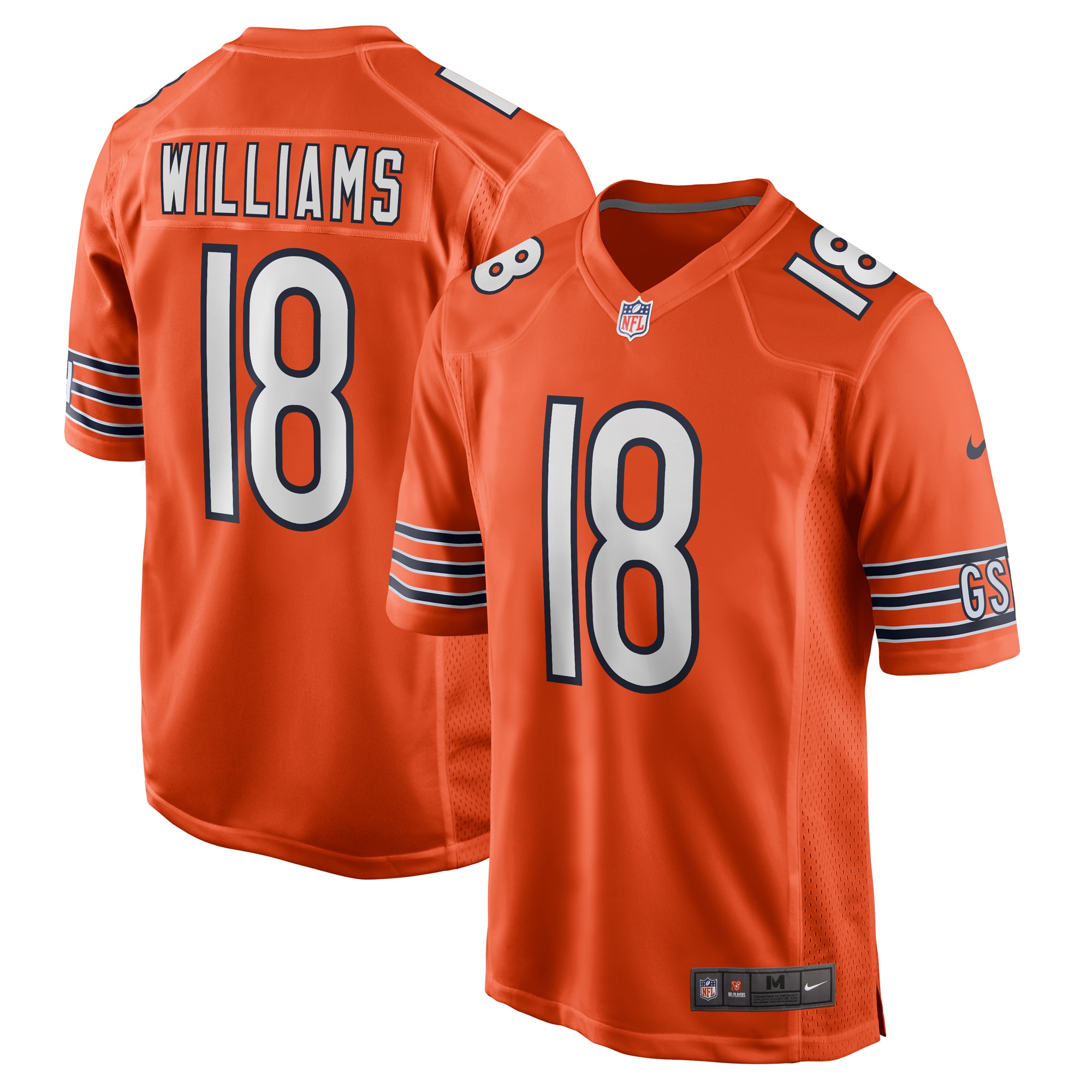 Men's Chicago Bears Caleb Williams Orange Alternate Player Game Jersey Js7960