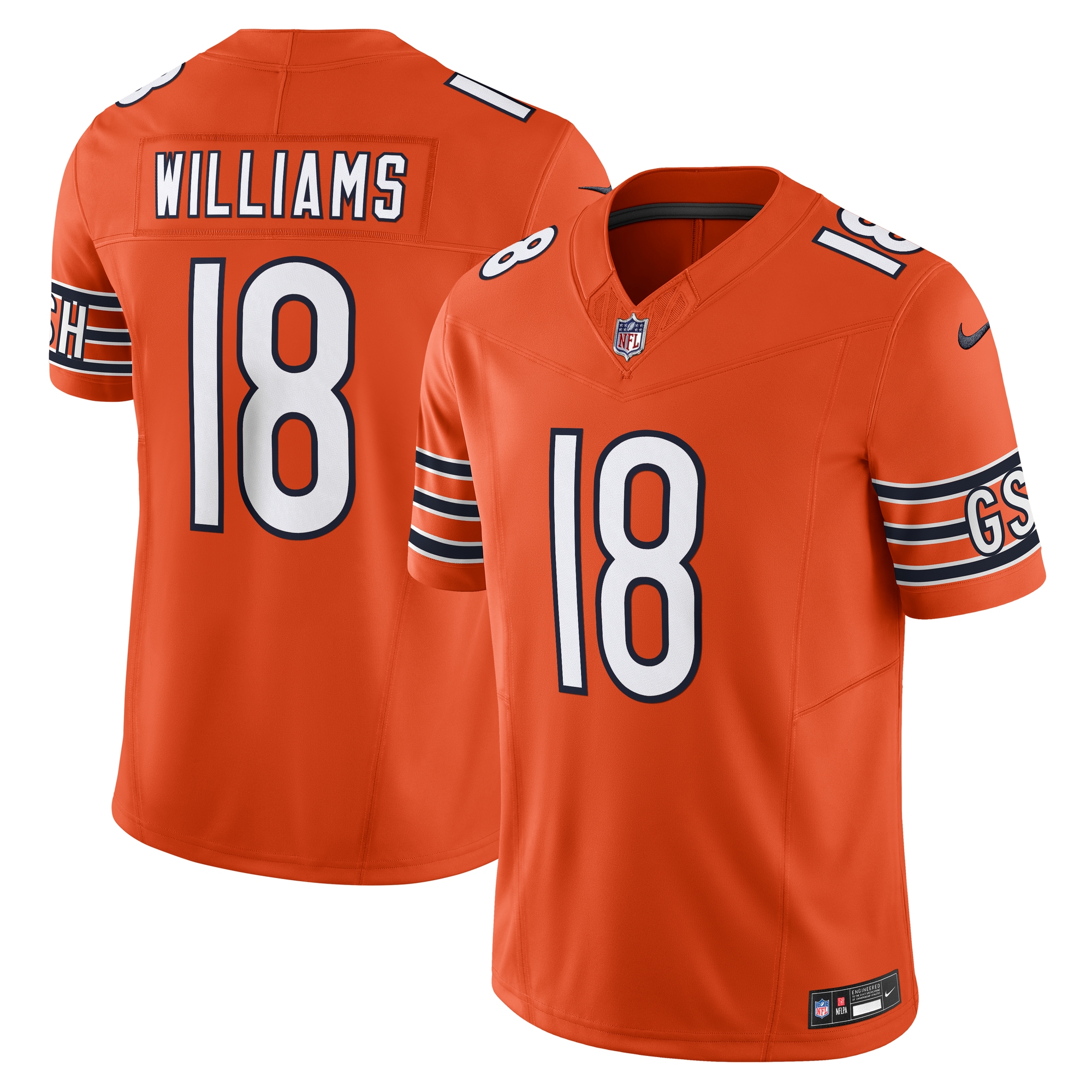 Men's Chicago Bears Caleb Williams Orange Vapor F.u.s.e. Limited Jersey Js8431