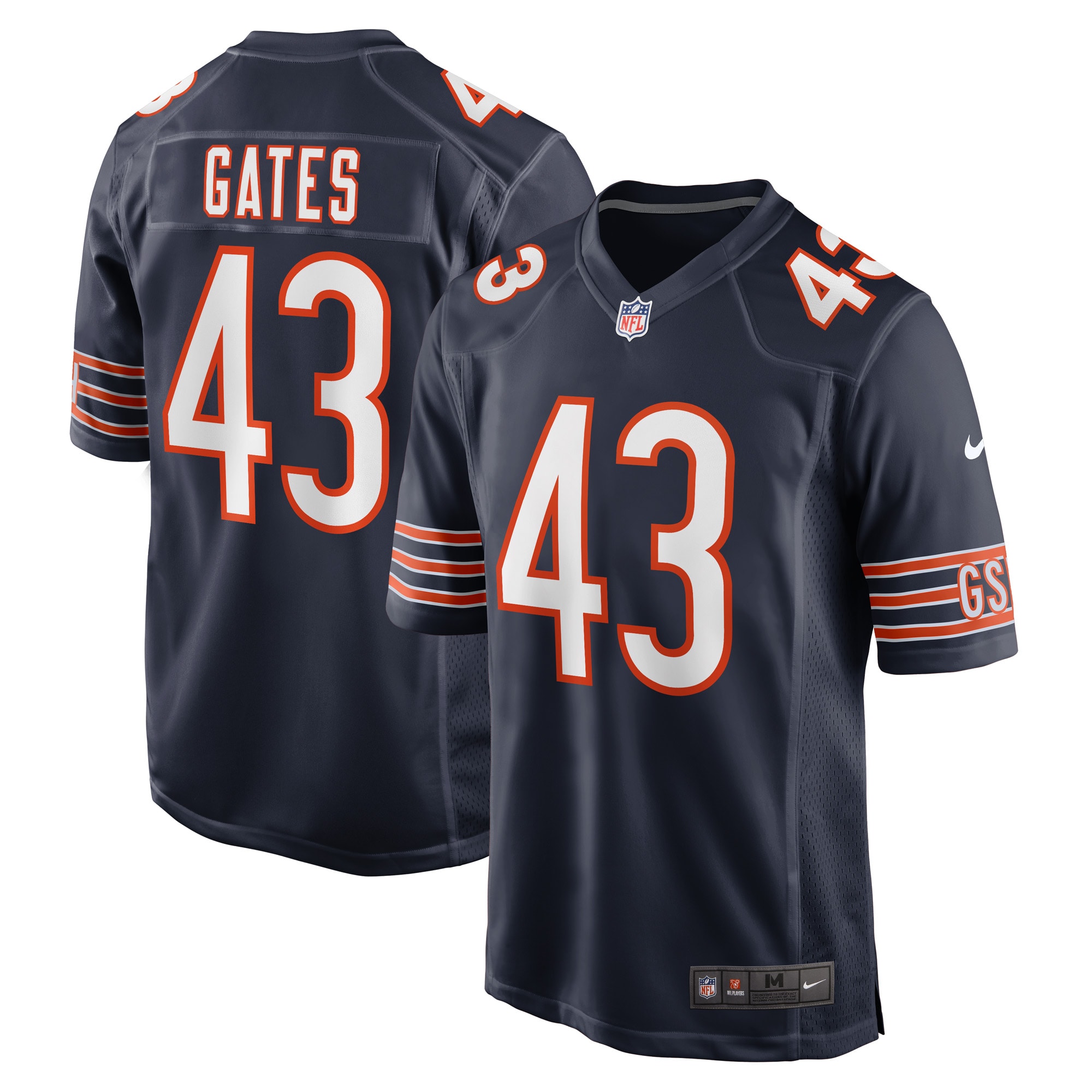 Men's Chicago Bears Demarquis Gates Navy Game Player Jersey Js6625