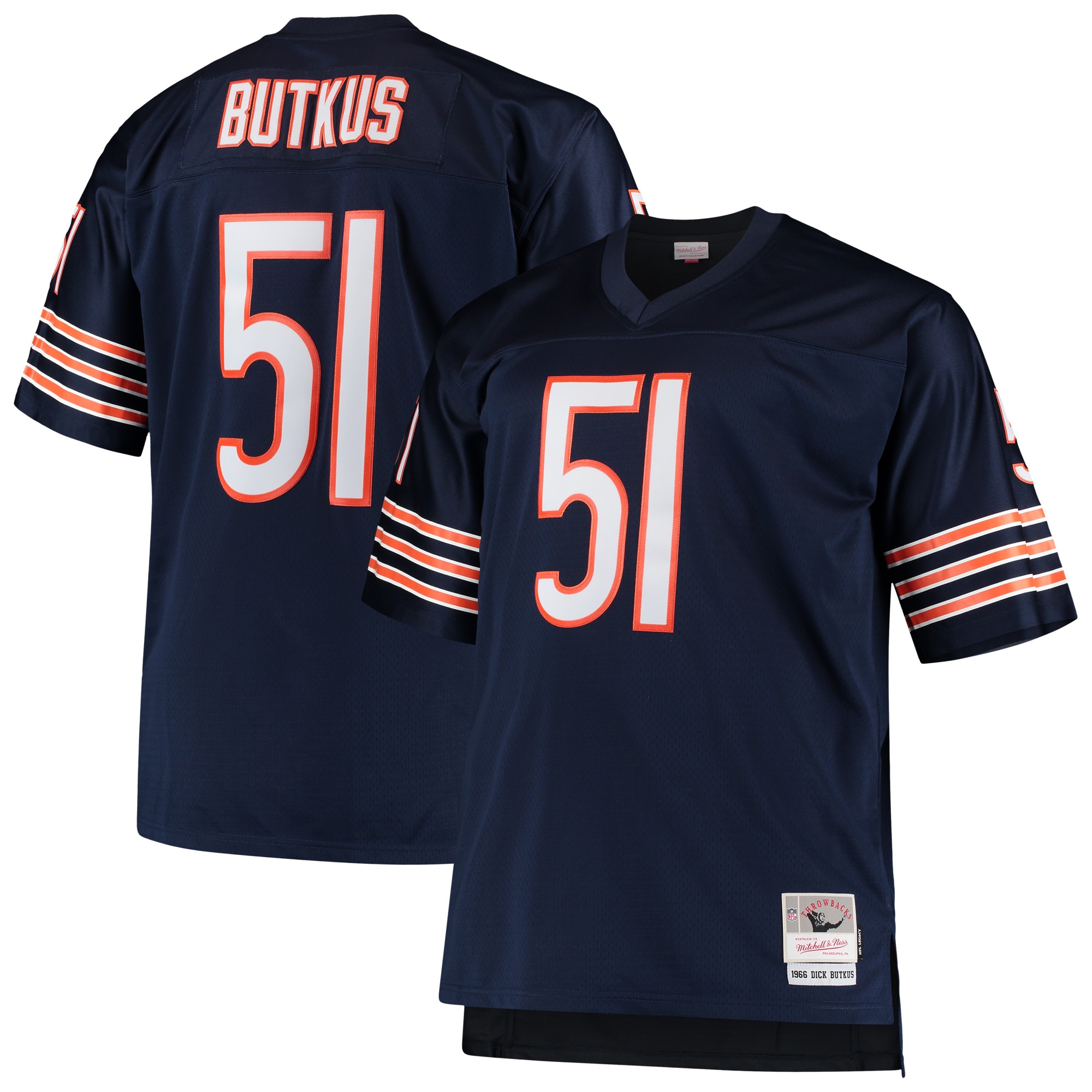 Men's Chicago Bears Dick Butkus Mitchell & Ness Navy Big & Tall 1966 Retired Player Jersey Js7000