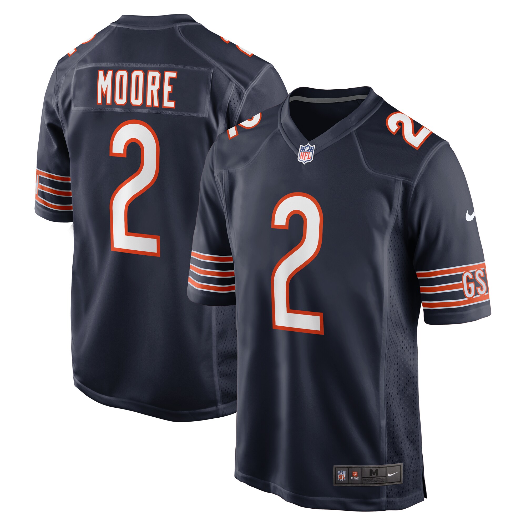 Men's Chicago Bears D.j. Moore Navy Team Color Game Jersey Js1796