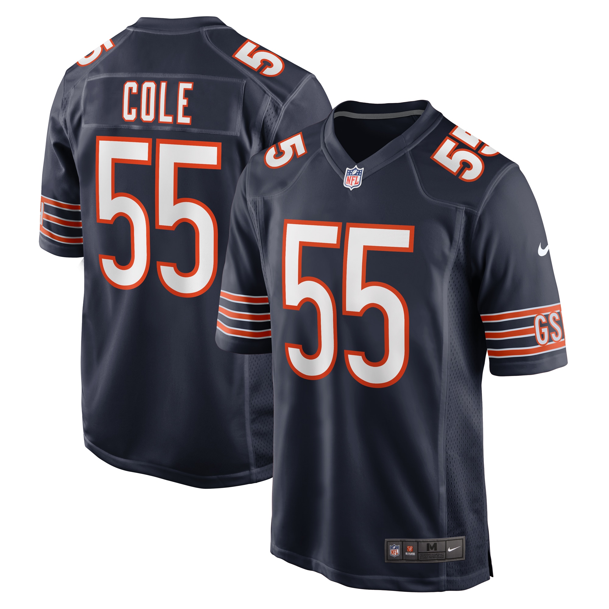 Men's Chicago Bears Dylan Cole Navy Game Jersey Js8262