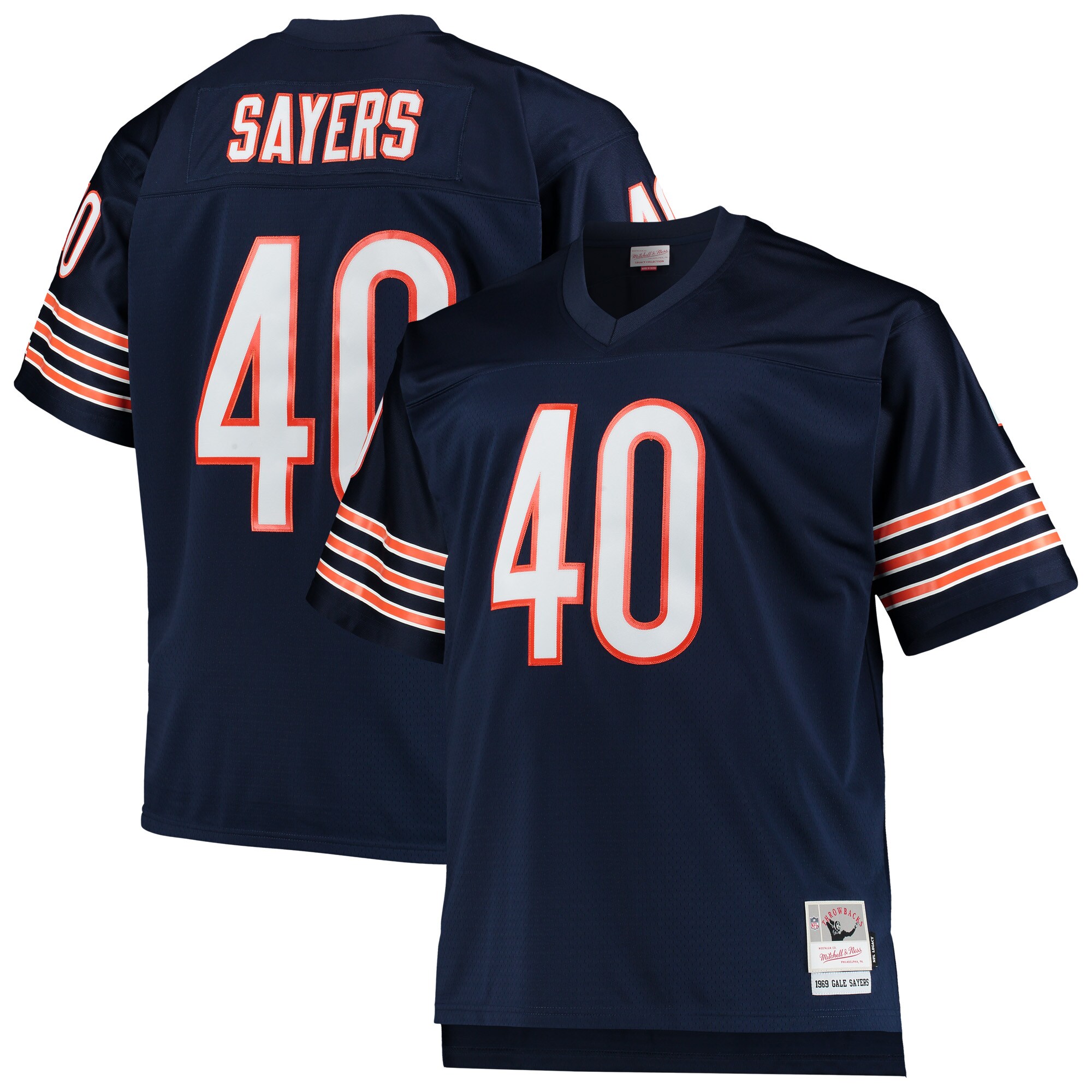 Men's Chicago Bears Gale Sayers Mitchell & Ness Navy Big & Tall 1969 Retired Player Jersey Js4413