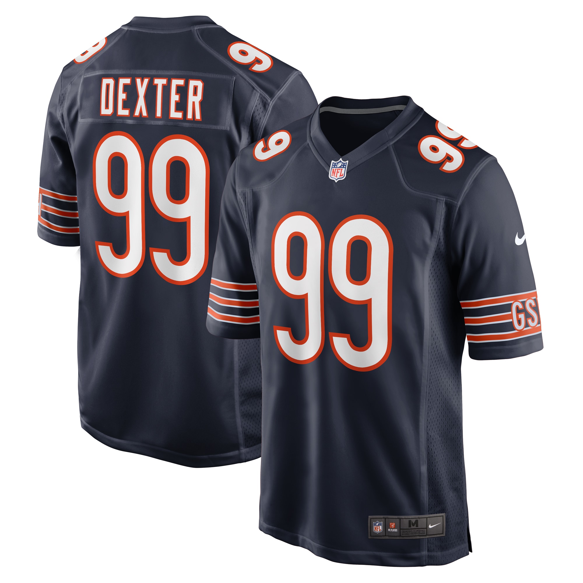 Men's Chicago Bears Gervon Dexter Sr Navy Team Game Jersey Js8037