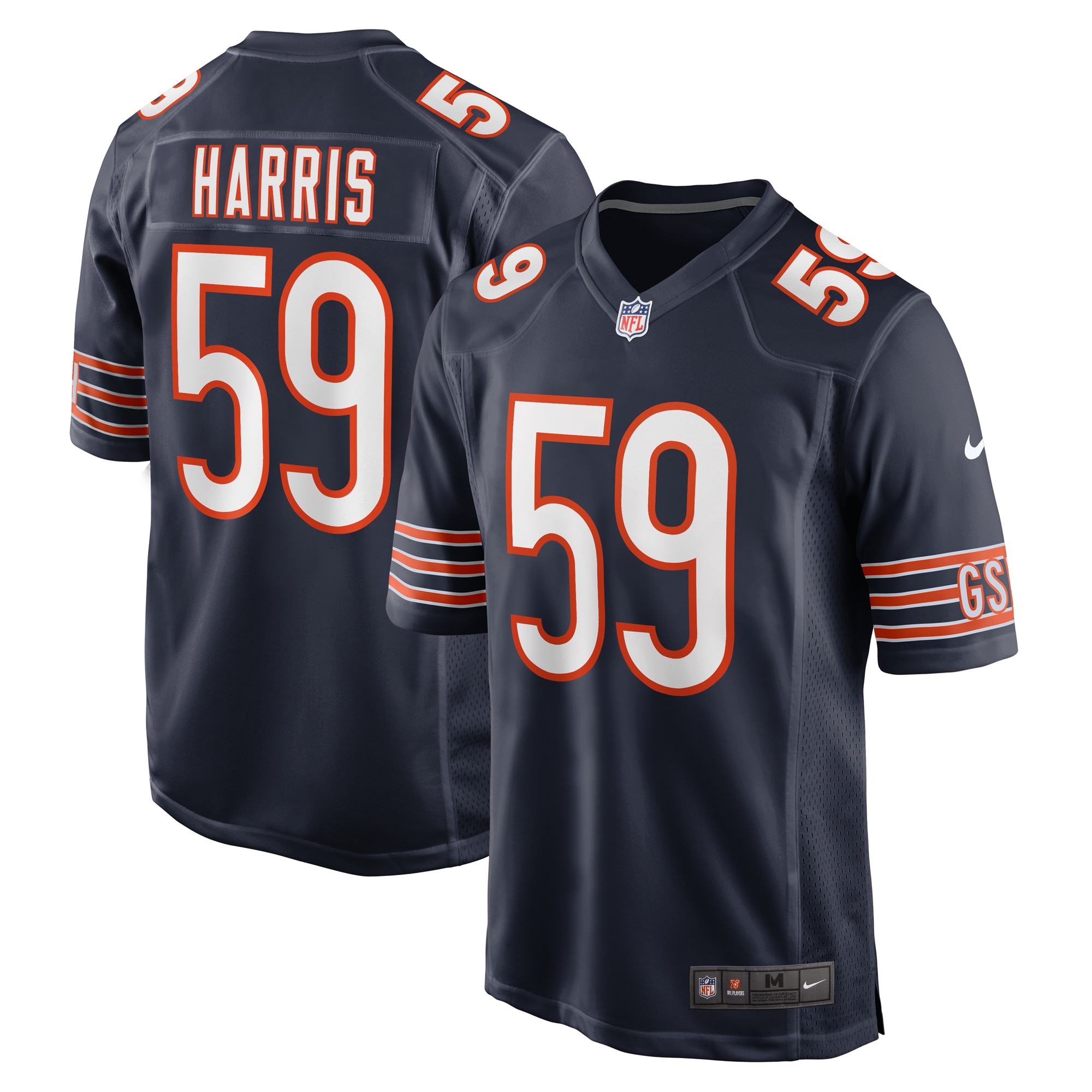 Men's Chicago Bears Jalen Harris Navy Team Game Jersey Js5754