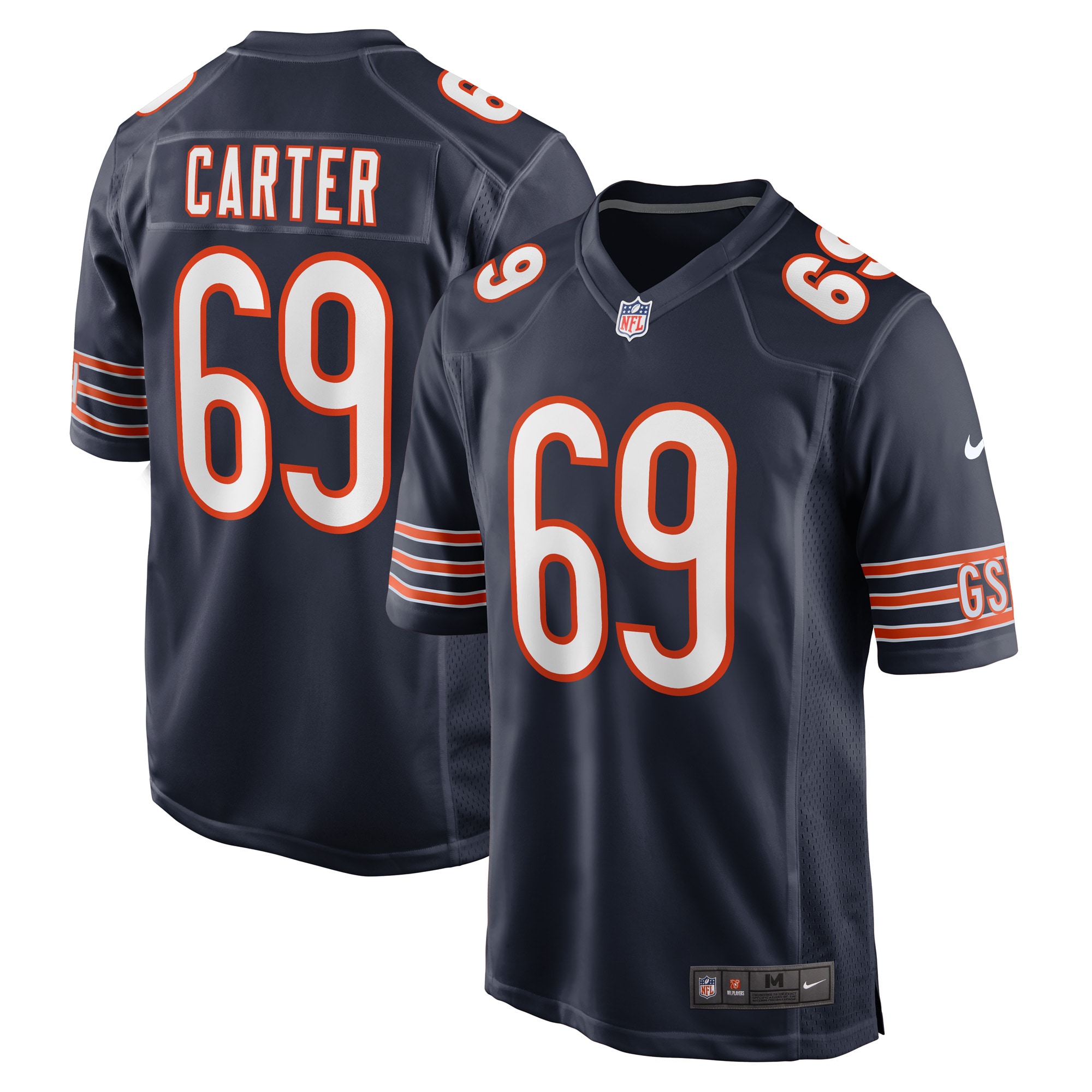 Men's Chicago Bears Ja'tyre Carter Navy Game Player Jersey Js9756
