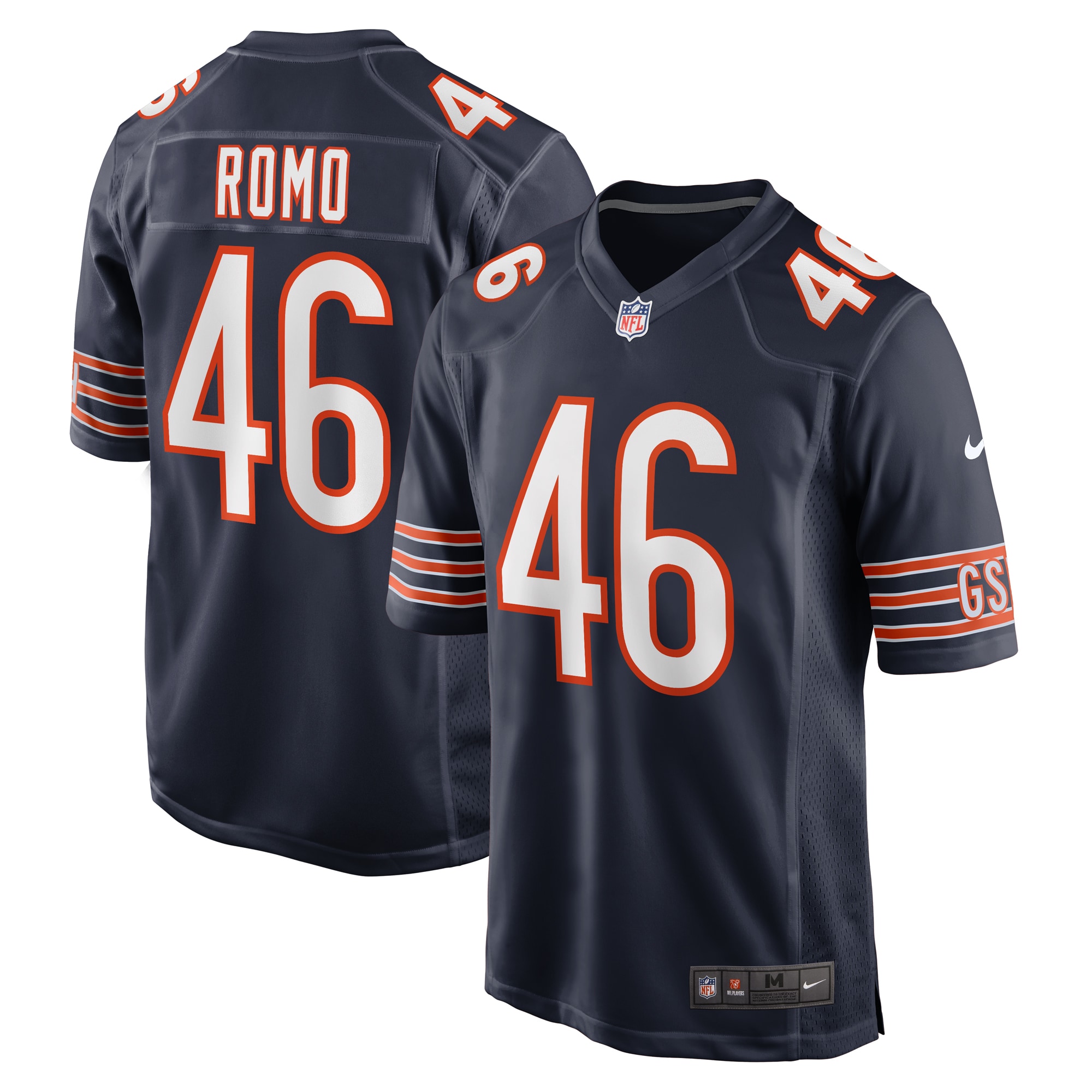 Men's Chicago Bears John Parker Romo Navy Team Game Jersey Js9364