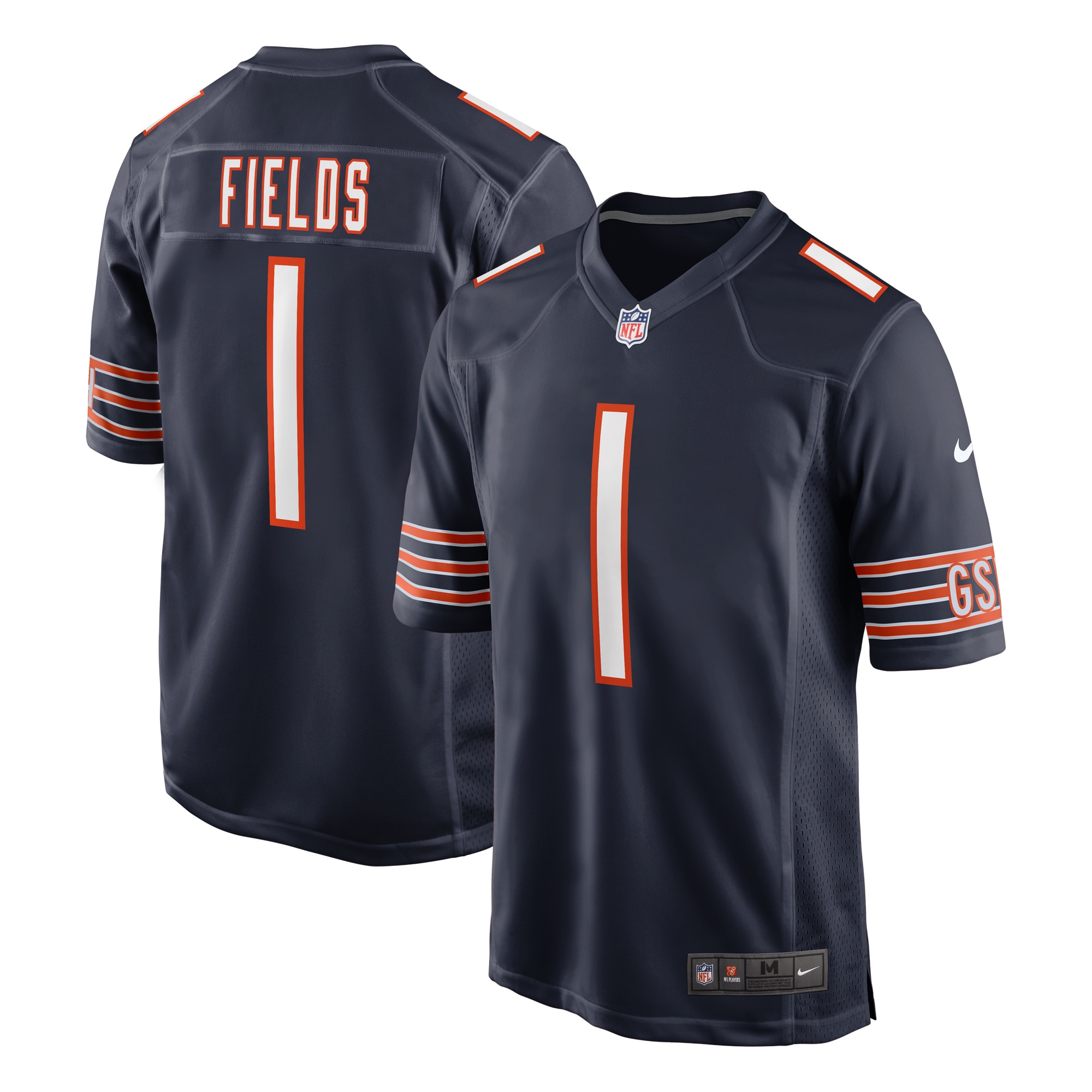 Men's Chicago Bears Justin Fields Navy Game Jersey Js3896