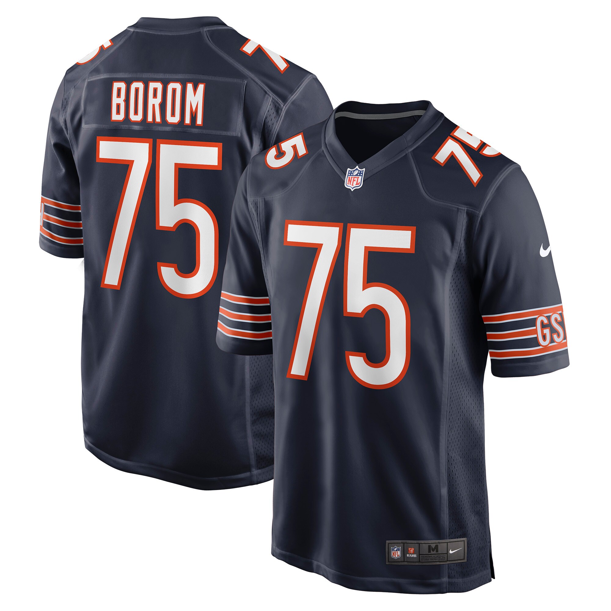 Men's Chicago Bears Larry Borom Navy Game Jersey Js4126