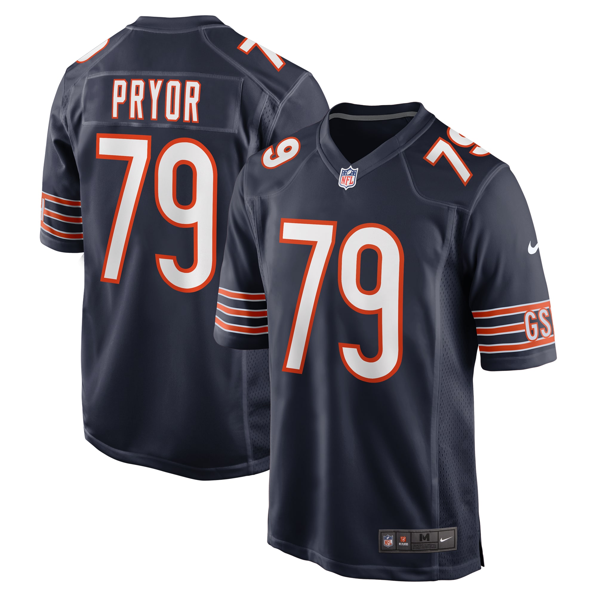 Men's Chicago Bears Matt Pryor Navy Game Jersey Js9588