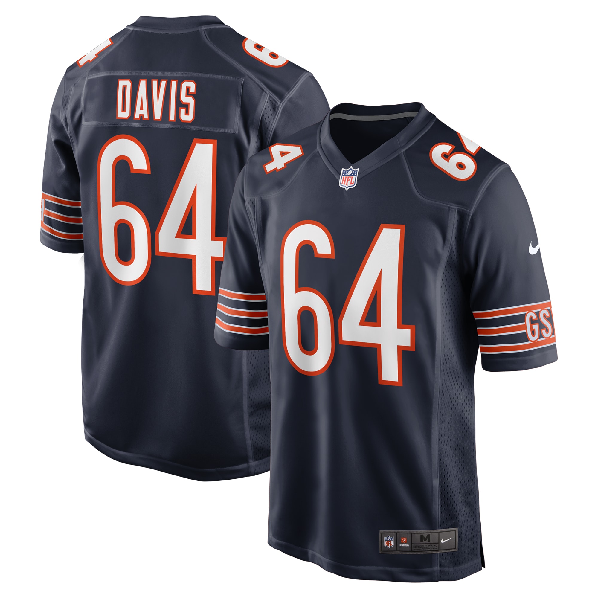 Men's Chicago Bears Nate Davis Navy Game Jersey Js1208