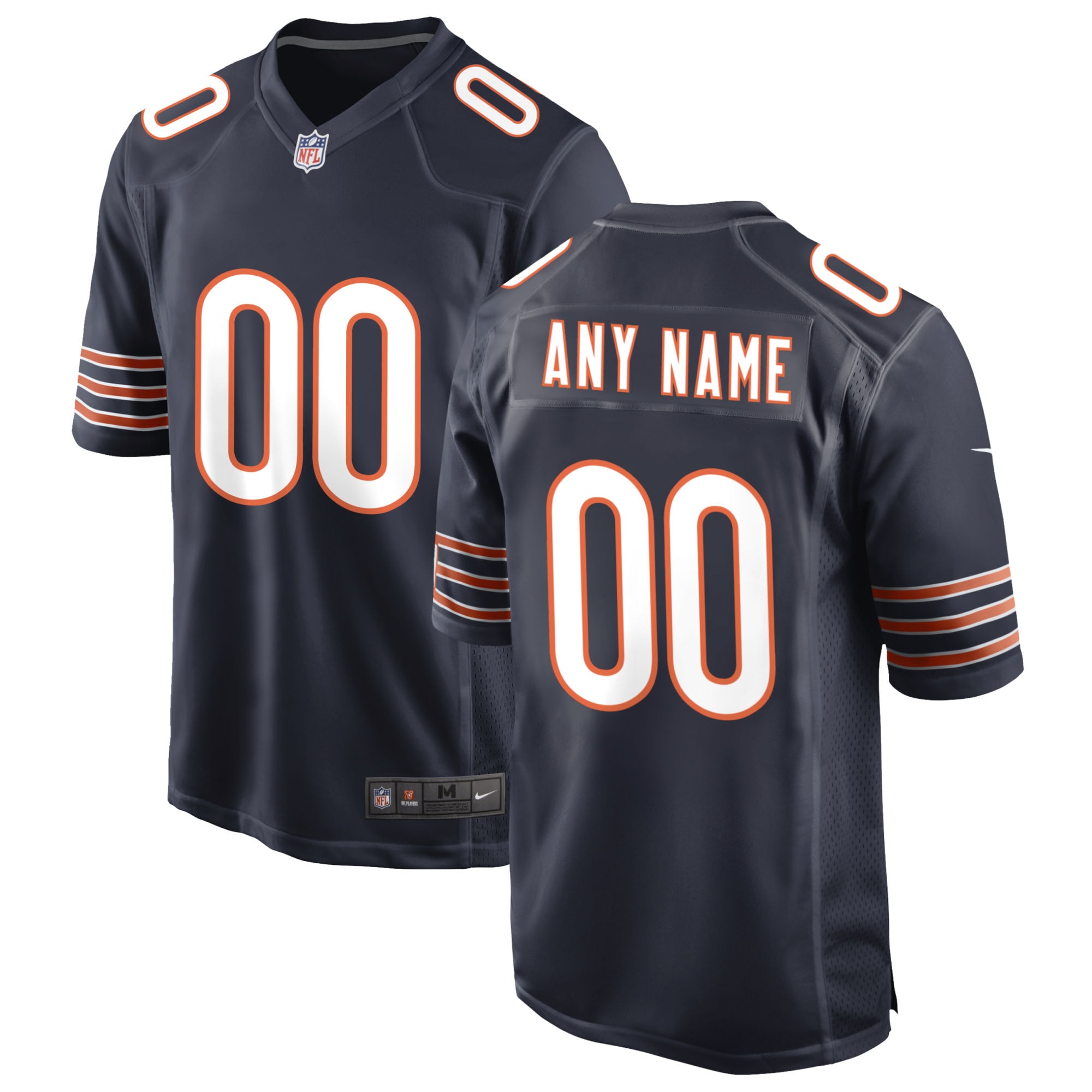 Men's Chicago Bears Navy Custom Game Jersey Js2193
