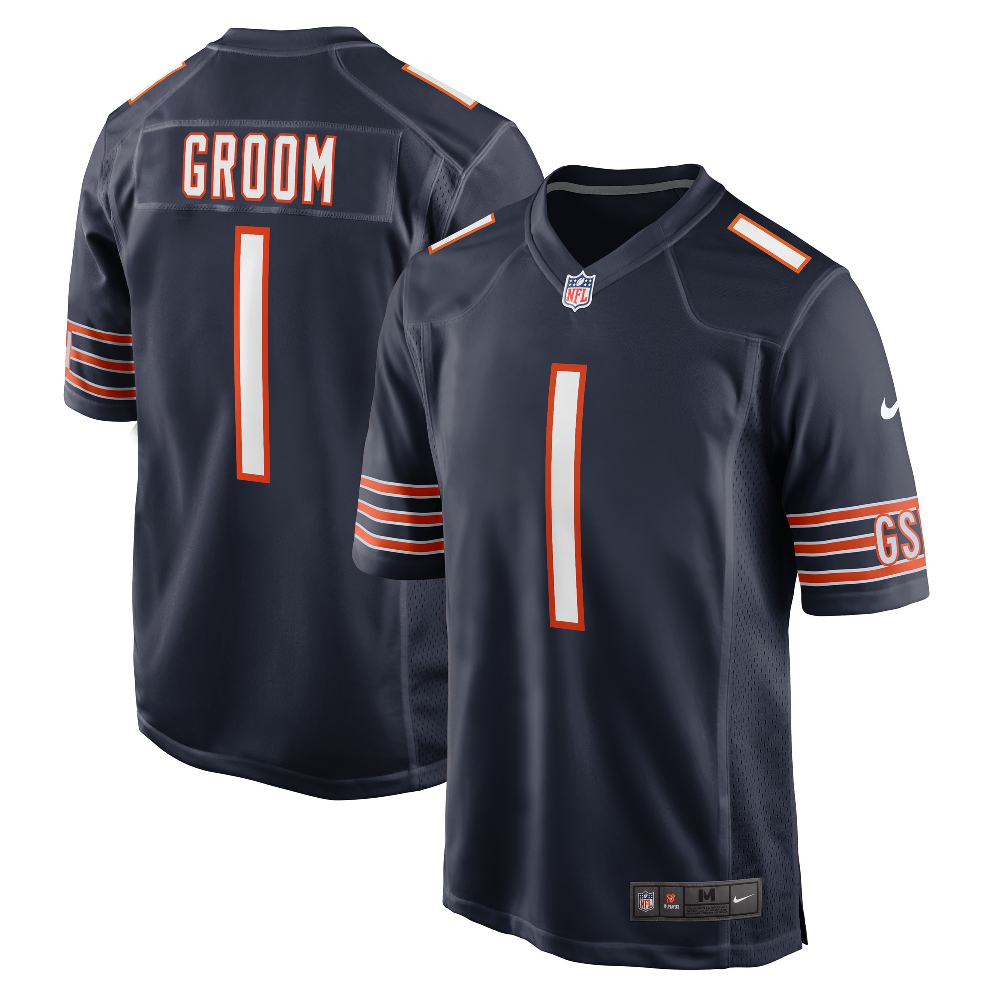 Men's Chicago Bears Number 1 Groom Navy Game Jersey Js1855