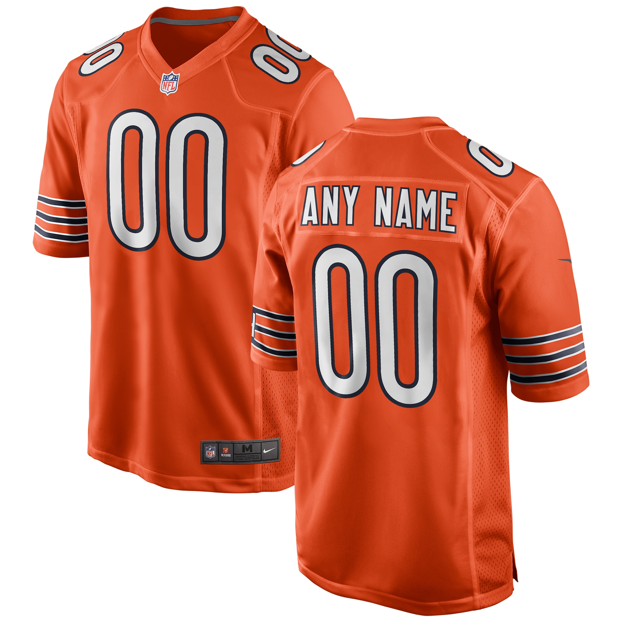 Men's Chicago Bears Orange Alternate Custom Game Jersey Js7953