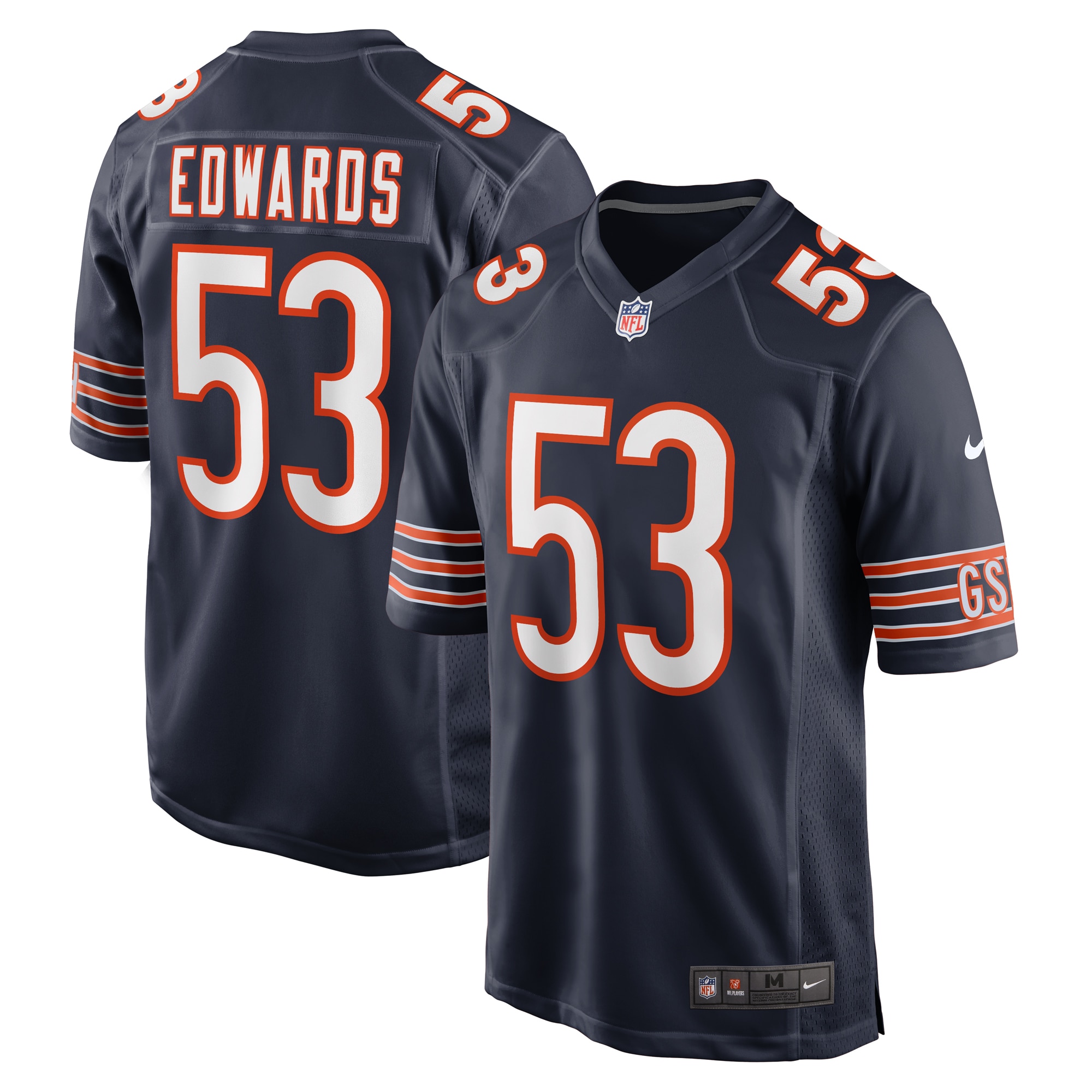 Men's Chicago Bears Tj Edwards Navy Game Player Jersey Js9124