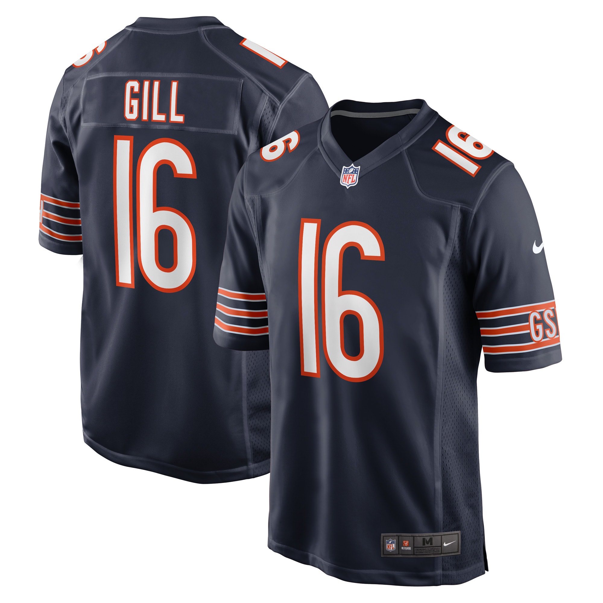 Men's Chicago Bears Trenton Gill Navy Game Player Jersey Js4414