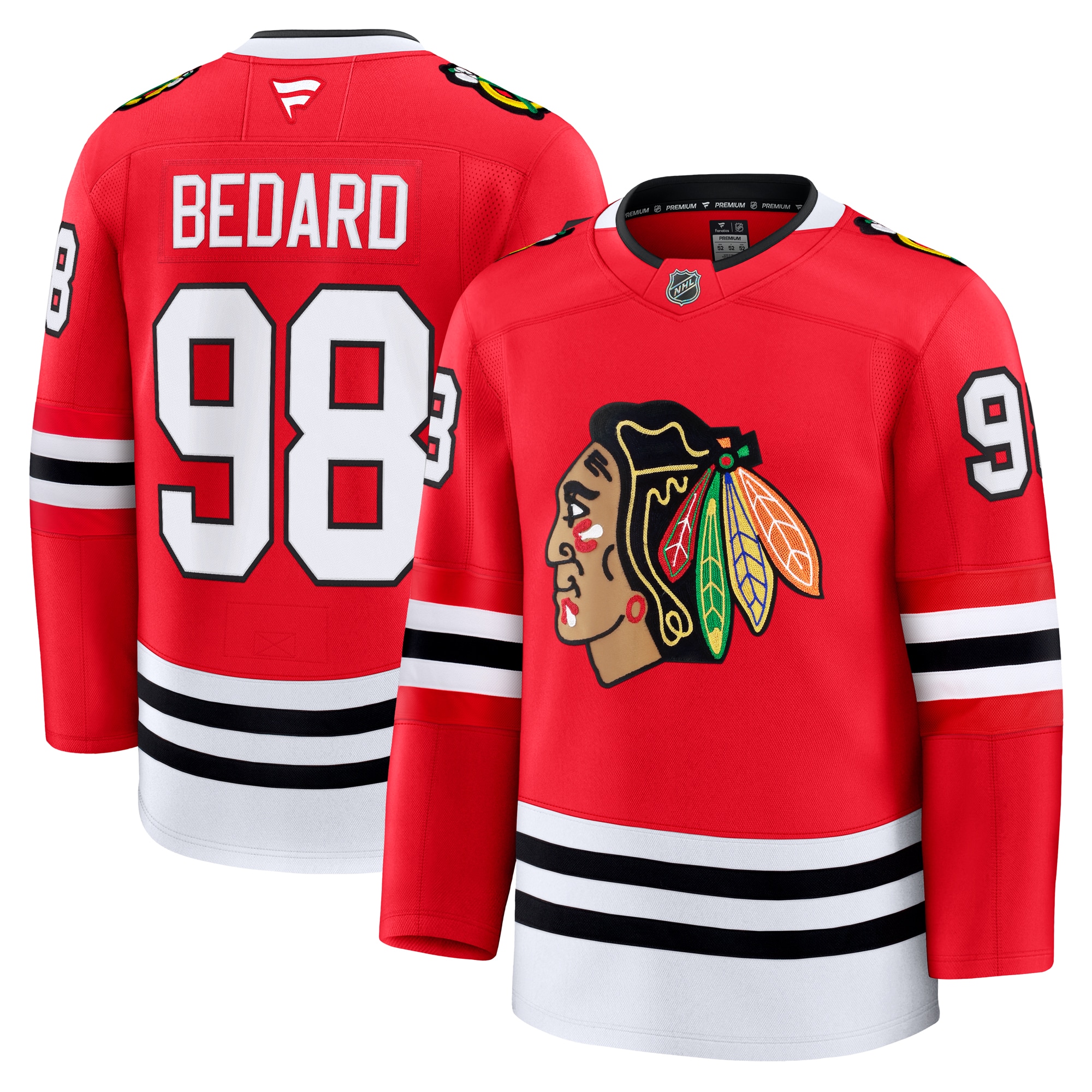 Men's Chicago Blackhawks Connor Bedard Red Home Premium Jersey