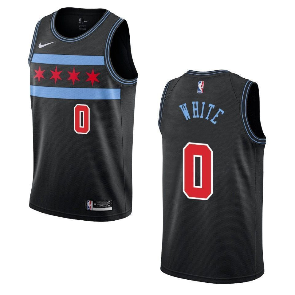Men's Chicago Bulls 0 Coby White City Swingman Jersey - Black