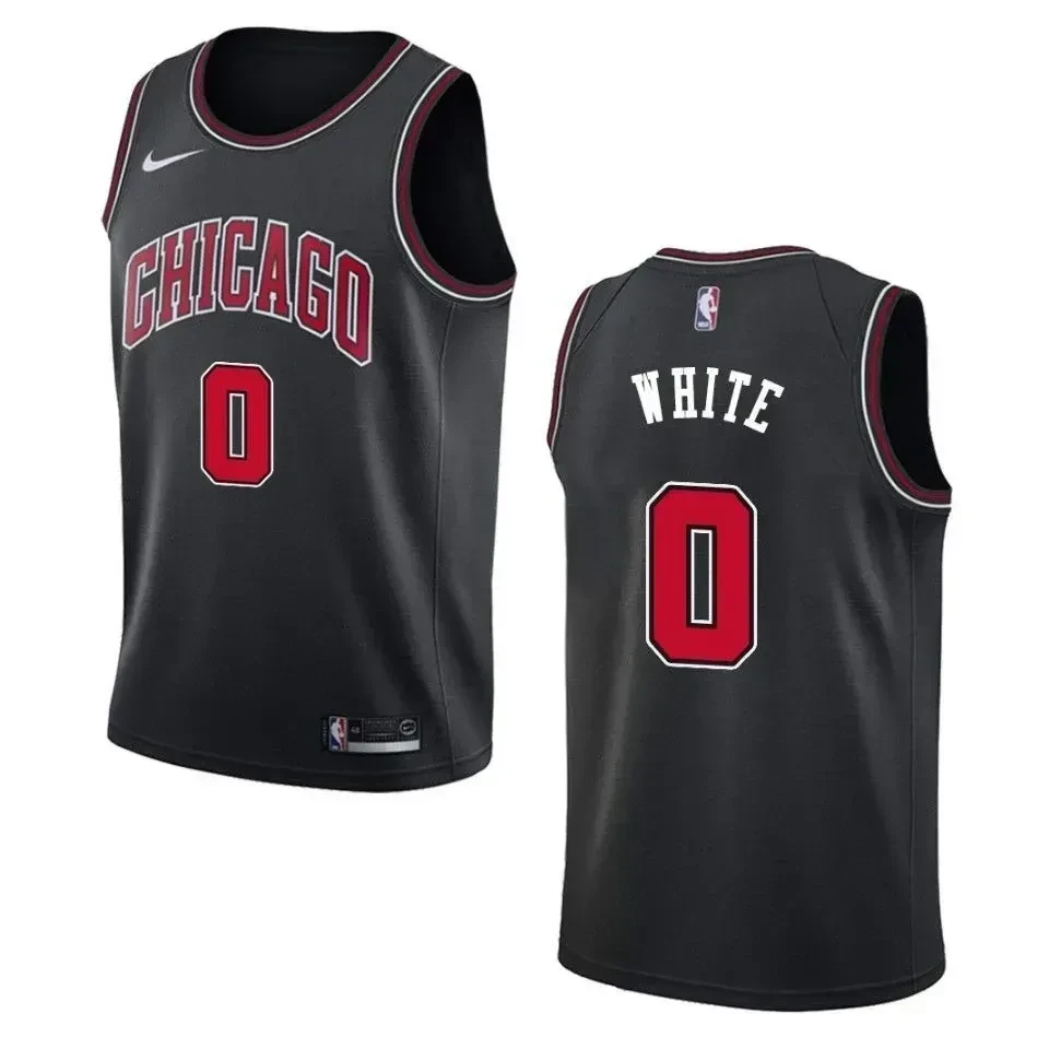 Men's Chicago Bulls 0 Coby White Statement Swingman Jersey - Black