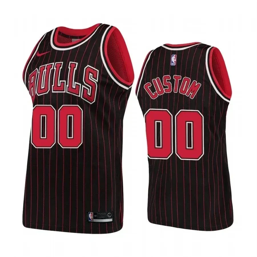 Men's Chicago Bulls 00 Custom Hardwood Classics Black Jersey