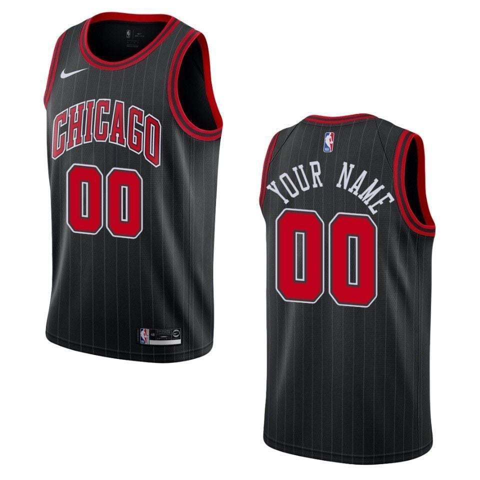 Men's Chicago Bulls 00 Custom Statement Swingman Jersey - Black