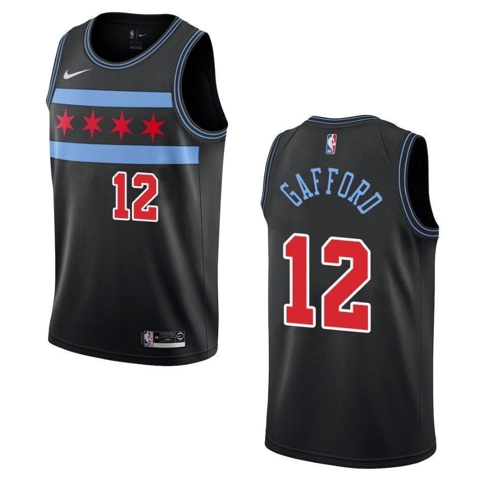 Men's Chicago Bulls 12 Daniel Gafford City Swingman Jersey - Black