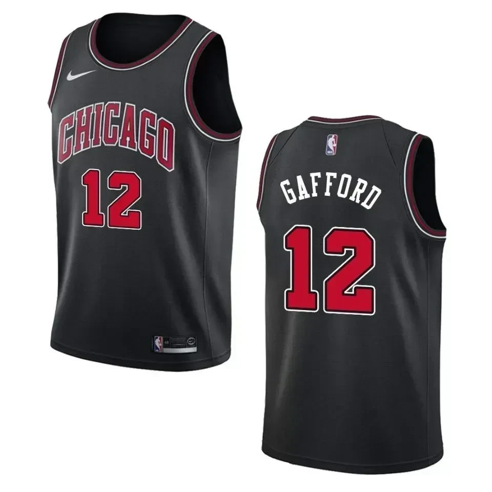 Men's Chicago Bulls 12 Daniel Gafford Statement Swingman Jersey - Black