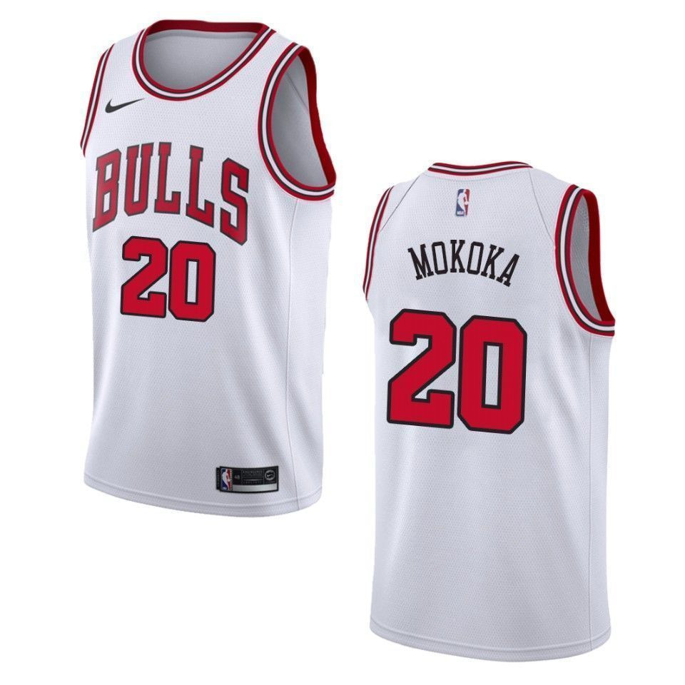Men's Chicago Bulls 20 Adam Mokoka Association Swingman Jersey - White