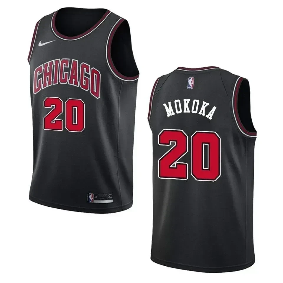 Men's Chicago Bulls 20 Adam Mokoka Statement Swingman Jersey - Black