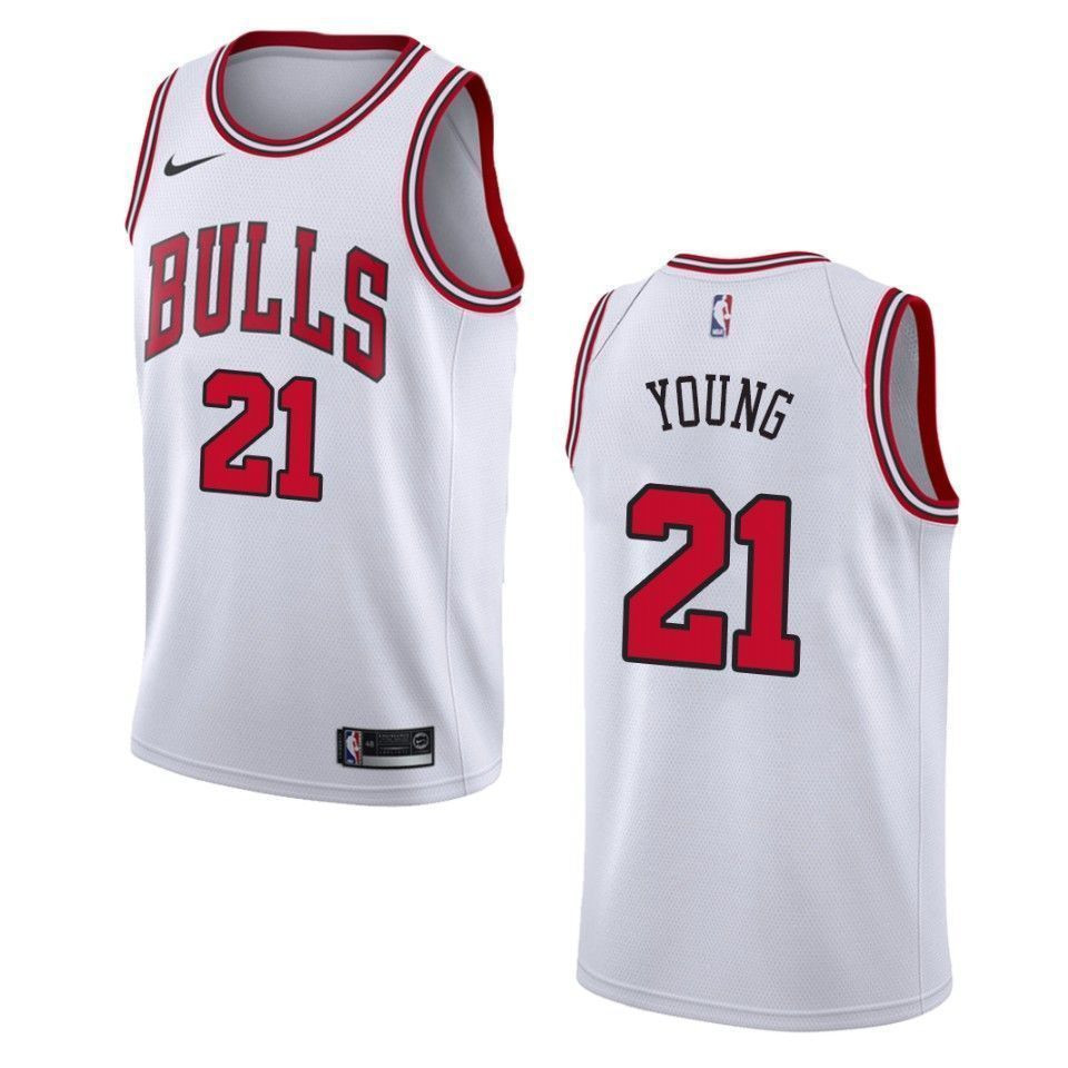 Men's Chicago Bulls 21 Thaddeus Young Association Swingman Jersey - White