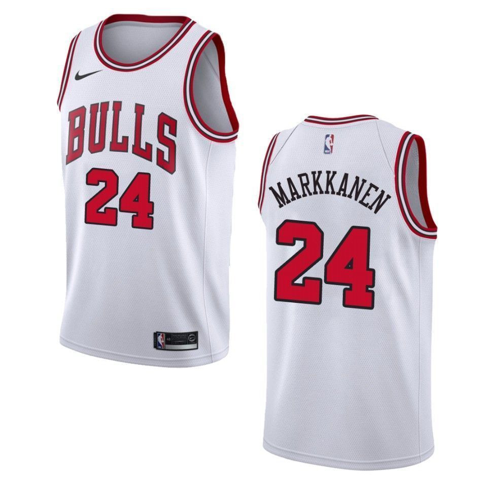 Men's Chicago Bulls 24 Lauri Markkanen Association Swingman Jersey - Wihte
